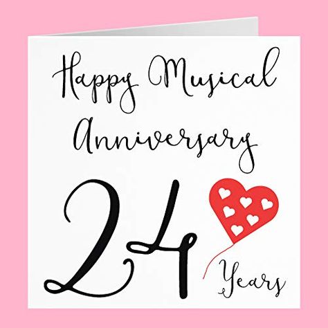 24th Wedding Anniversary Card - Happy Musical Anniversary - 24 Years - Red Heart Collection Hunts England Happy 29th Anniversary, 29th Wedding Anniversary, 24th Wedding Anniversary, 24th Anniversary, 29th Anniversary, Anniversary Greeting Cards, Wedding Anniversary Card, Anniversary Greetings, Couples Friends