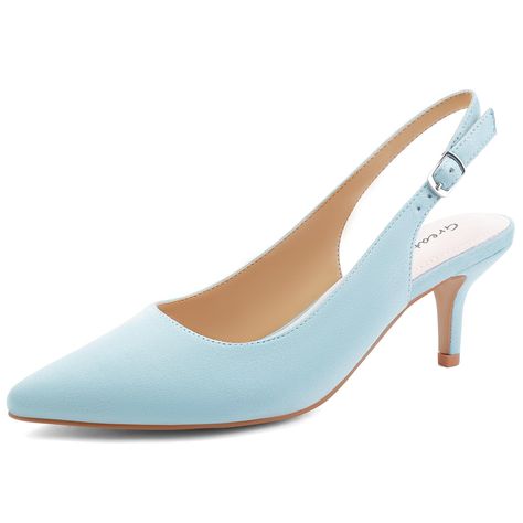 PRICES MAY VARY. Measurement : Heel height: 3" Platform height: 0.25" Kitten heels: classic sexy kitten heels is best for dressy Leather insole: comfort soft cushioned foot bed insole is good for all day wearing Pionted toe: pointed closed toe show your sexy and charming Slingback: slingback with buckle can adjust the fitting freely Ted Baker Heels, Pointed Toe Kitten Heels, Womens Low Heels, Sam Edelman Heels, Block Heel Loafers, Yellow Heels, Michael Kors Heels, Leopard Print Heels, Low Heel Pumps