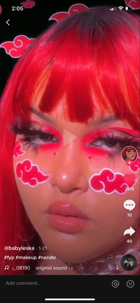 Akatsuki Makeup Inspired, Akatsuki Makeup, Anime Makeup Looks, Anime Makeup, Character Makeup, Rave Makeup, Cosplay Makeup, Pretty Makeup, Makeup Inspo