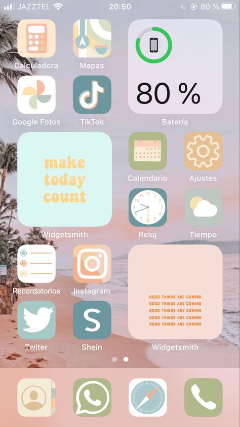 Aesthetic Summer Home Screen, Home Screen Ideas Summer, Home Screen Iphone Ideas, Summer Home Screen Ideas, Summer Home Screen Iphone, Phone Wallpaper Themes, Summer Home Screen, Home Screen Widgets, Organize Phone Apps