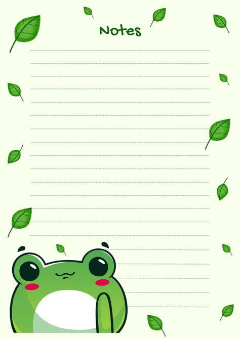 Border Border Designs For Notes, Green Border Design For Project, Animal Border Design, Border Ideas For Notes, Notes Page Template, Page Decoration Border, Leaf Border Design, Pretty Borders, Frog Kawaii