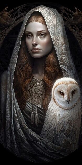 Owls and woman AI Images | Free download Cottagecore Reference, Woman In Veil, Bird Woman, Painting Of Woman, Owl Women, Owl Wings, Owl Girl, Owl Art, Reference Images