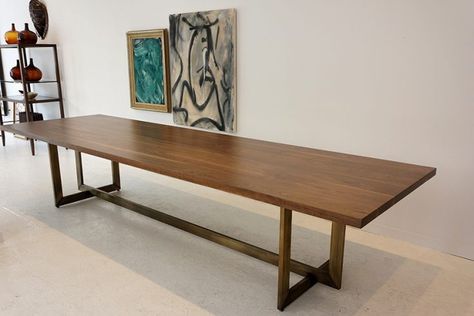 Walnut Soiree Dining Table | moss design Mcm Dining Table, Diy Mid Century Modern, Black Walnut Table, Modern Conference Table, Dining Table Walnut, Diy Dining Room Table, Walnut Credenza, Mid Century Dining Table, Mid Century Modern Dining Room