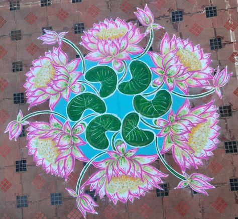 Varalakshmi Nombu Rangoli God Rangoli, Tv Cupboard Design, Margali Kolam, Colourful Rangoli, Art Competition Ideas, Poster Rangoli, Lotus Rangoli, Tv Cupboard, Dot Rangoli