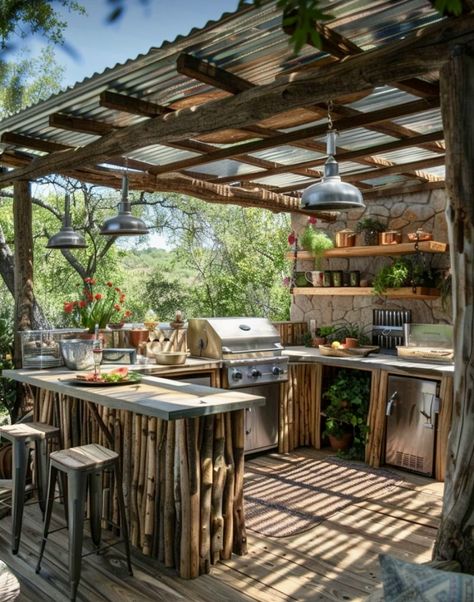 Small Outdoor Kitchen Ideas, Rustic Outdoor Kitchens, Small Outdoor Kitchen, Rustic Cafe, Outdoor Fireplace Designs, Fire Pit Bbq, Outdoor Bbq Kitchen, Outdoor Kitchen Ideas, Diy Outdoor Kitchen