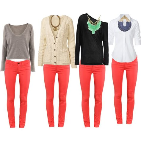 What to wear with coral pants. Thanks goodness, I need to go beyond a black shirt Outfits With Coral Pants, Coral Pants Outfit Work, Coral Pants Outfit, Coral Pants, Orange Pants, Quoi Porter, Nail Fashion, Red Pants, Work Wardrobe