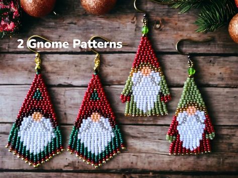 MyHeartoftheHills - Etsy Canada Beaded Stuff, Holiday Beading, Earrings Patterns, Art Perle, Tassel Earring, Beaded Earrings Tutorials, Brick Stitch Earrings, Beaded Christmas Ornaments, Christmas Bead