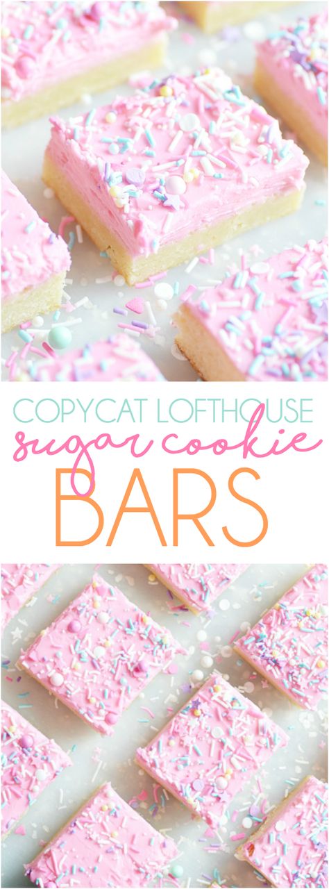 Lofthouse Sugar Cookie Bars Recipe - Something Swanky Lofthouse Sugar Cookies, Lofthouse Cookies, Funfetti Cupcakes, Sugar Cookie Bars, Vanilla Buttercream Frosting, Soft Sugar, Soft Sugar Cookies, Oreo Dessert, Cake Bars