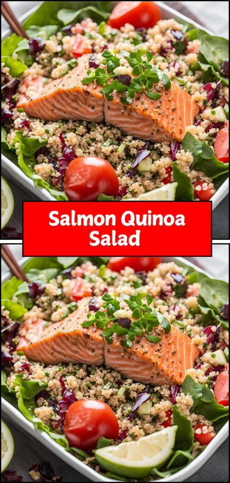 Boost your meal with this Healthy Salmon Quinoa Salad! Packed with protein, this easy recipe features flaky salmon paired with fluffy quinoa, fresh vegetables, and a zesty lemon vinaigrette. Perfect as a light lunch or dinner, this salad is both satisfying and nutritious. Pin this recipe for a delicious way to enjoy salmon and quinoa in one delightful bowl! 🥗🐟🍋  #SalmonQuinoaSalad #HealthyRecipes #EasyCooking #MealPrep #Nutrition Salmon Buddha Bowl, Salmon And Quinoa, Fluffy Quinoa, Salmon Quinoa, Quinoa Salad Recipe, Healthy Salmon, Buddha Bowls, Family Friendly Dinners, Quinoa Salad Recipes