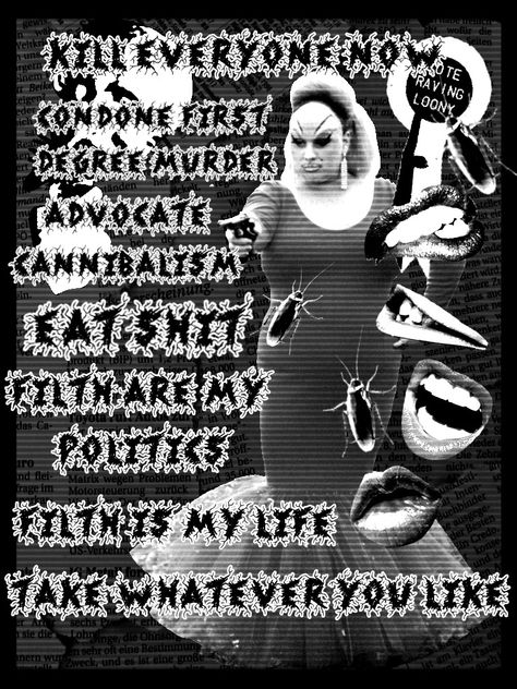 John Waters Divine, Pink Flamingos Poster, Divine John Waters, Fleshwater Poster, Trash Poster, Divine Pink Flamingos, Punk Collage, Art Cyberpunk, John Waters