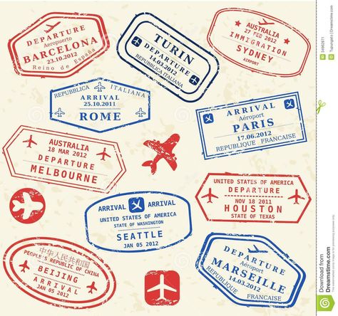 Passport Stamp Set - Download From Over 37 Million High Quality Stock Photos, Images, Vectors. Sign up for FREE today. Image: 34962871 Travel Stamps, College Degrees, Travel Stamp, Travel Visa, Passport Stamps, Marriage Certificate, Diy Stationery, Travel Illustration, Global Travel