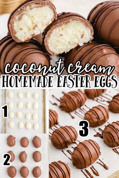 Coconut Easter Eggs Recipe, Coconut Easter Eggs, Cream Easter Eggs, Easter Candy Recipes, Coconut Filling, Chocolate Easter Eggs, Easter Egg Candy, Cherry Coconut, Peanut Butter Eggs