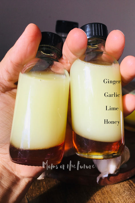 Give your immune system a little love with this cozy, homemade wellness shot! Made with zesty ginger, garlic, lime, and a touch of honey, it's the perfect natural boost to keep the sniffles away. Just one quick, tasty shot a day to stay strong and sunny all winter long. Immunity Shots Aesthetic, Vitamins To Boost Immune System, Diy Wellness Shots, Homemade Immunity Shots, Diy Ginger Shots, Immunity Shot Recipe, Wellness Shots Recipe, Garlic Shoots, Immunity Shots