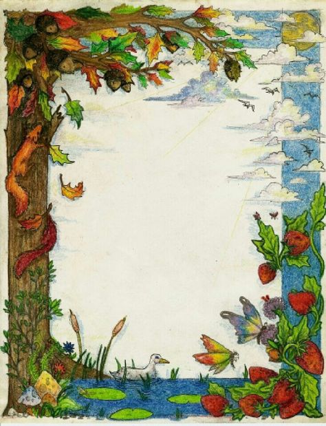 Tree Border Design For Project, Artistic Borders Design, Environment Border Design, Wildlife Project Cover Page Ideas, Nature Border Design Drawing, Nature Border Design For Project, Nature Border Design, Bond Paper Design Border, Poster Border Design