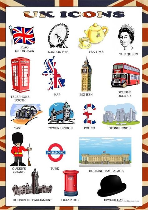 Uk Icon, British Values, English Day, Picture Dictionary, Have A Lovely Weekend, Vocabulary Practice, English Resources, English Lessons For Kids, English Activities