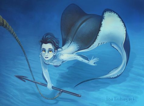 Stingray mermaid Sting Ray Mermaid, Stingray Mermaid, Character Design Challenge, Fantasy Mermaids, Mermaid Drawings, Ange Demon, Mermaids And Mermen, Manta Ray, Mythological Creatures