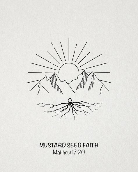 My first design came from a doodle on a scratch-pad in my office (swipe right). One of my favorite verses reminding us to keep the faith, even if that faith is as small as a mustard seed. HE can work with that. “I tell you the truth, if you had faith even as small as a mustard seed, you could say to this mountain, ‘Move from here to there,’ and it would move. Nothing would be impossible.” ‭‭ Matthew‬ ‭17‬:‭20‬ ‭ Mustard Seed Tattoo Faith, Faith The Size Of A Mustard Seed Tattoo, Mustard Seed Plant Tattoo, Faith Of A Mustard Seed Tattoo, Faith As Small As A Mustard Seed, Matthew 17:20, Mustard Seed Tattoo, Mustard Seed Plant, Mustard Seed Parable