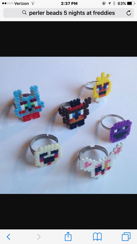 Perler Bead Rings, Fnaf Crafts, Melt Beads Patterns, Movie Crafts, Beads Rings, Bead Rings, Pixel Beads, Melty Bead Patterns, Kandi Kid