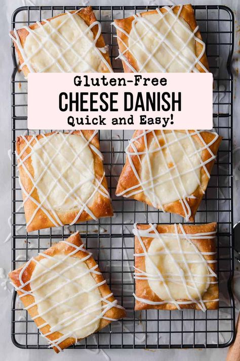 Enjoy a Starbucks cheese danish dupe with this easy gluten-free danish recipe, ready in about 30 minutes! Featuring Schar gluten-free puff pastry and a deliciously sweet cream cheese filling. Starbucks Cheese Danish, Puff Pastry Cream, Sweet Cream Cheese Filling, Schar Gluten Free, Cheese Danish Recipe, Powdered Sugar Glaze, Gluten Free Puff Pastry, Danish Recipe, Danish Pastries