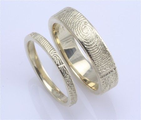 His And Her Wedding Bands, Fingerprint Wedding Bands, Fingerprint Wedding, Fingerprint Ring, Finger Print, Put A Ring On It, Unique Ring, Wedding Wishes, Cool Stuff