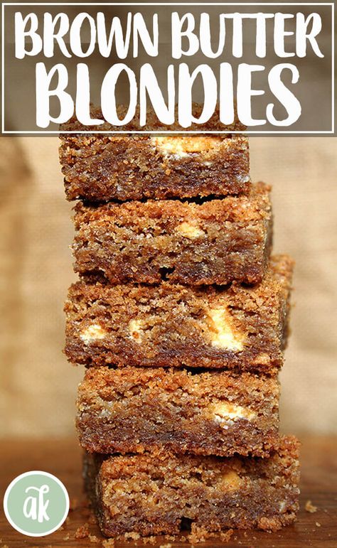 Blondies Dessert, Brown Butter Blondies, Peasant Bread, High Protein Vegetarian Recipes, White Chocolate Bar, Copycat Starbucks Recipes, Blondies Recipe, Toffee Bits, Simply Recipes