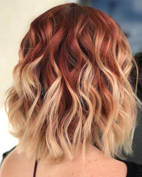 47 Trending Copper Hair Color Ideas to Ask for in 2022 Blonde Hair Ideas With Color, Copper Peekaboo Hair Blonde, Redhead Fall Hair Color, Half Color Hair Ideas, Red Hair With Blonde Highlights Balayage, Blonde And Red Hair Color Ideas, Red Hair With Blonde Underneath, Red To Blonde Ombre Hair, Two Toned Hair Color Ideas