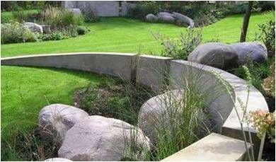 curved rendered walls scupting the levels Contemporary Landscape Design, Modern Landscape Design, Wall Seating, Family Garden, Contemporary Garden, Landscape Plans, Modern Landscaping, Landscape Projects, Contemporary Landscape