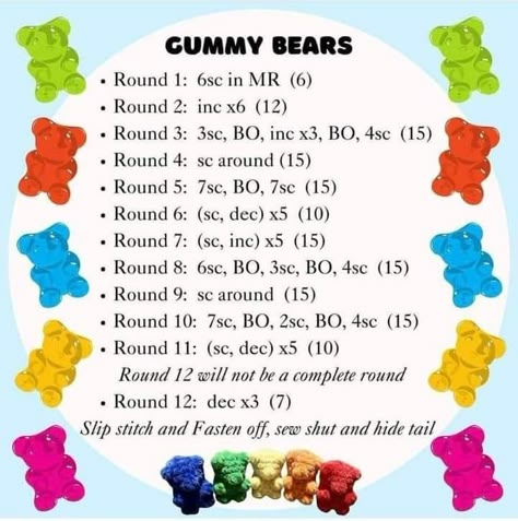 free crochet patterns tutorials | Facebook Gummy Bear Free Crochet Pattern, Crochet Care Bear Pattern, How To Crochet A Gummy Bear, Free Crochet Patterns Stuffed Animals, Crochet Gummy Bear Pattern Free, Gummy Bear Crochet Pattern, Written Crochet Patterns Free, Crochet Food Free Patterns, Crochet Gummy Bear