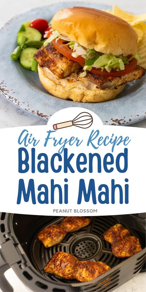 Cook the mahi mahi in an air fryer basket and top a toasted brioche bun with remoulade sauce and lettuce and tomato for a 10-minute dinner idea on a busy night. Blackened Mahi Mahi Sandwich, Mahi Mahi Sandwich Recipes, Air Fry Mahi Mahi, Mahi Mahi Recipes Air Fryer, Mahi Mahi Sandwich, Mahi Sandwich, Blackened Mahi Mahi, Mahi Mahi Recipes, Best Frozen Meals