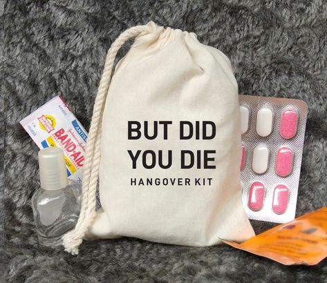 Bachelorette Hangover Kit, Hangover Survival Kit, Bachelorette Party Favor Bags, Hangover Kit Bags, Bachelorette Planning, Vegas Bachelorette Party, Bachelorette Party Weekend, But Did You Die, Vegas Bachelorette