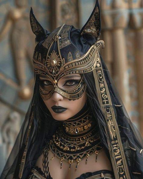 Egypt Steampunk, Bastet Costume, Egyptian Cosplay, Anubis Costume, Egyptian Queen Costume, History Whispers, Egyptian Goddess Art, Egypt Queen, Egyptian Fashion