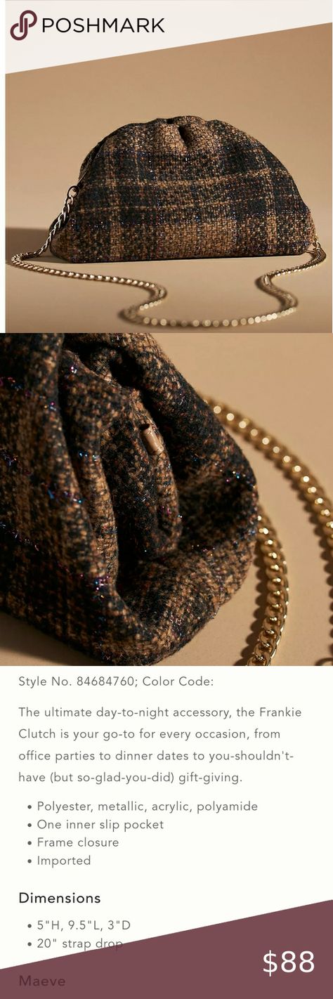 NWT Maeve Frankie Mini Clutch Tweed Anthropologie, Sparkle, Packaging, Plus Outfits, Vintage Fashion Trends, Jewelry Designer, Fashion Dresses, Jewelry Watches, Fashion Design