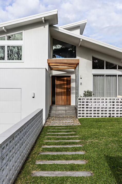 A ’70s Beach House in Australia Goes From Basic to Breathtaking - Dwell Skillion Roof Australia, 70s Beach House, Australia Beach House, 70s Beach, House In Australia, 1970s House, Skillion Roof, A Frame Cabins, Beach House Interior Design