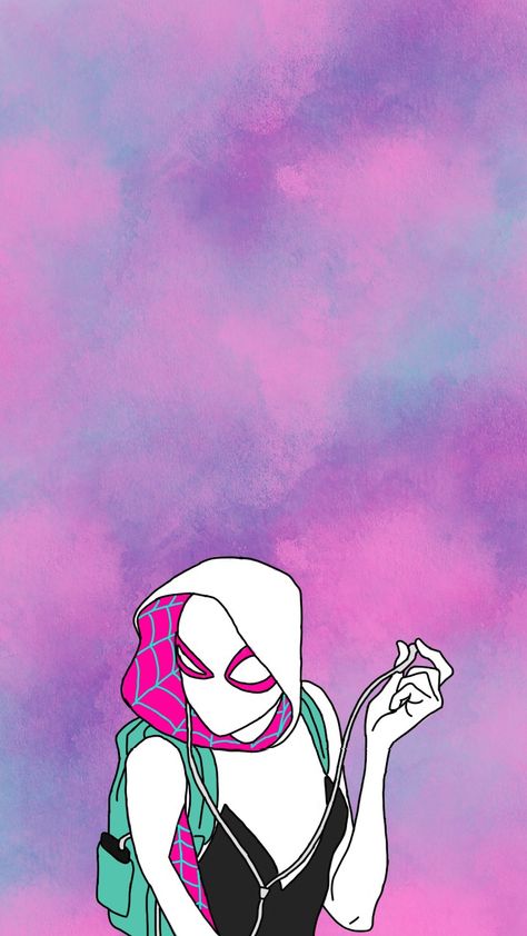 Gwen Stacy Comic Wallpaper, Spider Gwen Wallpaper, Gwen Stacy Wallpaper, Party Pack Ideas, Gwen Wallpaper, Superhero Wallpaper Iphone, Peter Pan Wallpaper, Purple Spider, Acdc Logo