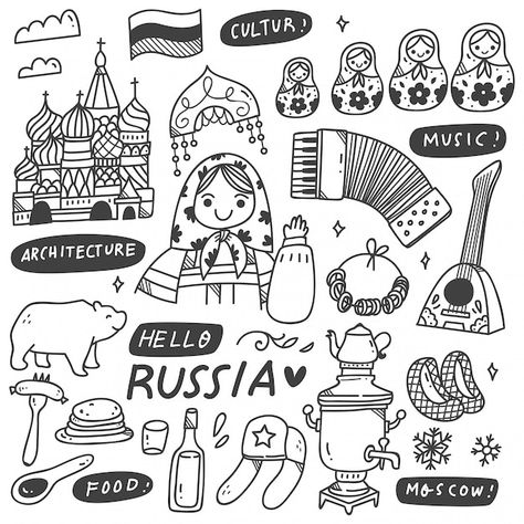 Russian Art Dolls, Business Card Icons, Doll Backgrounds, Russian Tattoo, Food Doodles, The Ego, Russian Culture, Vector Food, Dream Symbols