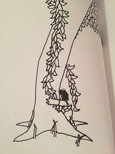 Tree Hip Tattoo, The Giving Tree Tattoo Ideas, The Giving Tree Illustrations, Shel Silverstein Tattoo The Giving Tree, The Giving Tree Art, Childhood Book Tattoos, Giving Tree, The Giving Tree Tattoo, Giving Tree Tattoo