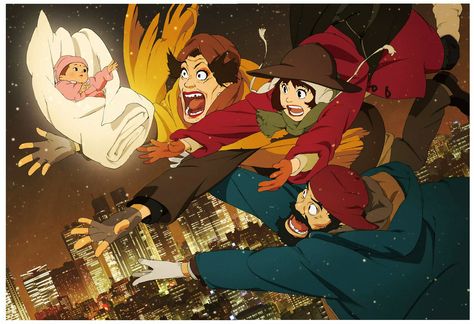 Top 10 Anime Movies, Tokyo Godfathers, Satoshi Kon, Anime Christmas, Japanese Film, Fanarts Anime, Pics Art, The Godfather, Anime Background