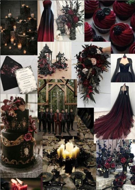 Gothic Fairy Wedding Ideas, Dark Quince Theme, Goth Fantasy Wedding, Goth Wedding Inspiration, Dark Purple And Red Wedding Theme, Rockstar Wedding Theme, Dark Fantasy Wedding Aesthetic, Gothic Farmhouse Wedding, Subtle Goth Wedding