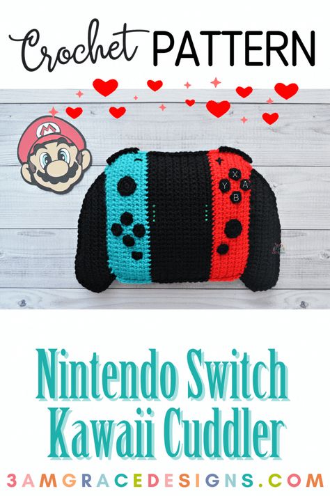 Nintendo Switch Crochet, Pokeball Crochet Pattern, Crochet Ideas Aesthetic, Video Game Pattern, Crochet Pattern Tutorial, Crochet Game, Pillow Patterns, Crochet Kids, Amazing Crochet