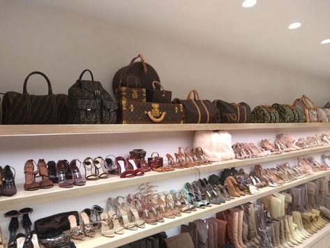 Kim Kardashian Shoes, Kim Kardashian Closet, Kim House, Closet Clutter, Bag Closet, Shoe Room, Dream Closet Design, Luxury Lifestyle Fashion, Living Room Decor Inspiration