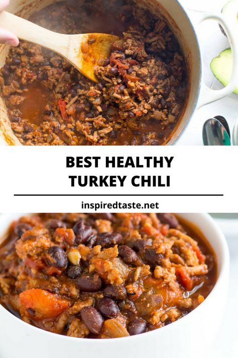 This easy turkey chili makes it to the table in just less than an hour and tastes fantastic. It’s healthy, too. Turkey Recipes Crockpot, Ground Turkey Recipes Crockpot, Plant Based Diet Breakfast, Healthy Ground Turkey Recipes, Healthy Turkey Chili Recipe, Turkey Chile, Healthy Turkey Chili, Healthy Chili Recipe Turkey, Ground Turkey Recipes Easy