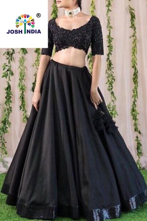 Indian designer black lehenga choli with designer blouse for wedding outfits.For order whatsapp us on +91-9662084835 #Forfarewell #Wedding #Modern #Forfarewellmodern #Forfarewellteenagers #Classy #Forfarewellclassy #Hot #Belt #Forfat omen #Party #Forteenagers #Pant #Weddingmodern #Weddingindian #Modernforgirls #Traditional #Modernclassy #Simple Black Lengha Design, Shagan Dresses, Black Lengha Choli, Lengha White, Pink Indian Wedding, Red Indian Wedding, Wedding Lengha, Blouse For Wedding, Sabyasachi Collection