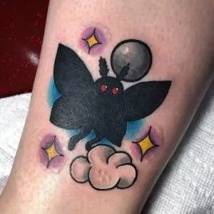 Mothman Tattoo, Cute Mothman, Punk Tattoos, Tattoo Cute, Single Line Tattoo, Tattoo Outline Drawing, Scary Tattoos, Line Art Tattoos, Tattoo Outline