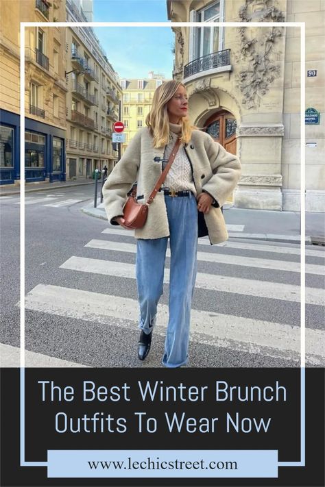 The Best Winter Brunch Outfits To Wear Now. Looking for casual winter outfit ideas for winter brunch outfit? Plenty of cute brunch outfit for brunch outfit. Lots of cute brunch outfits winter or brunch outfit cold weather. Lots of simple casual winter fashion with lots of jeans fashion for the perfect brunch outfit. #casualwinterfashion #cutebrunchoutfit #brunchoutfitcoldweather #brunchoutfitwinter Upscale Brunch Outfit, Fall Brunch Outfit Ideas, Casual Brunch Outfit Winter Simple, Winter Brunch Outfit Casual, Cute Brunch Outfits Winter, Brunch Outfit Cold Weather, Brunch Outfits Winter, Bottomless Brunch Outfit, Winter Brunch Outfits