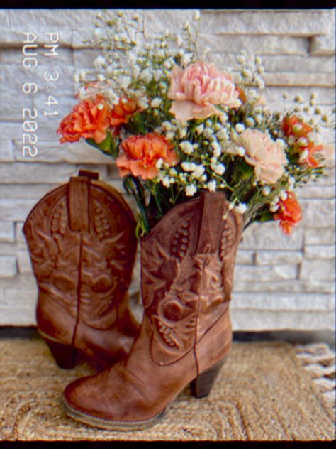 Cowgirl Boot Flower Arrangement, Cowgirl Boot Flower Vase, Cowgirl Boots Flowers, Cowboy Boot Flower Arrangement, Cowboy Boot Vase With Flowers, Western Flower Arrangements, Boot Flower Arrangement, Western Floral Arrangements, Cowboy Boots Flowers