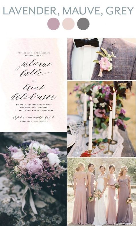 Mauve And Grey Wedding, Mauve Wedding, Boda Mexicana, Grey Wedding, Flower Wedding Invitation, Wedding Theme Colors, Lavender Wedding, Gray Weddings, Wedding Color Schemes