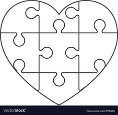 Pieces Of My Heart Activity, Heart Puzzle Piece, Puzzle Piece Template, Puzzle Piece Crafts, Puzzle Template, Png Images Free, Valentine Coloring Pages, Puzzle Crafts, Heart Puzzle