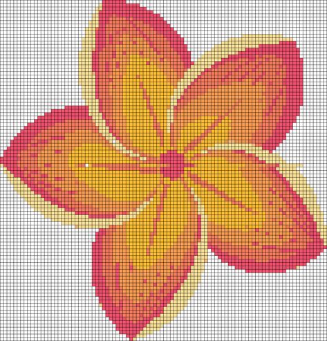 Alpha pattern #43548 | BraceletBook Crochet Tapestry Flower, Alpha Patterns Flower, Pixel Art Fleur, Crochet Grid, Flower Hibiscus, Rainbow Mosaic, Kawaii Rainbow, Graph Crochet, Motifs Perler