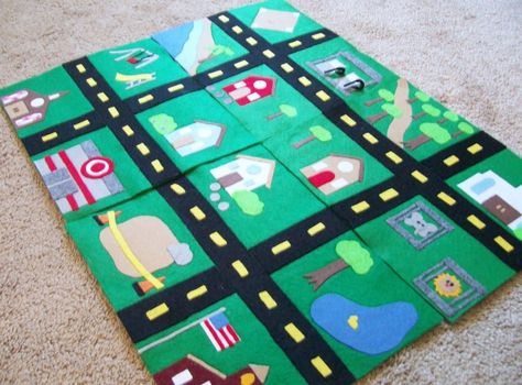 car mats shout outs - A girl and a glue gun Felt Car, Car Play Mats, Road Rug, Car Quilt, Felt Play Mat, Car Activities, Play Mats, Felt Board, Diy Car