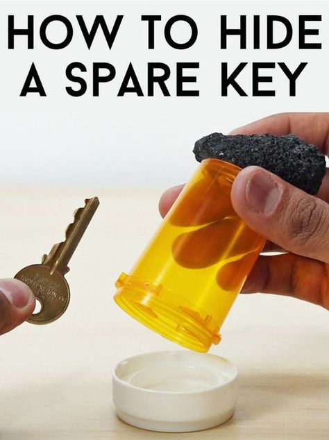 Community Post: Never Get Locked Out Again With This Sneaky DIY Hide-A-Key Hide A Key, Pill Bottle, Key Keychain, Unusual Home, Hidden Key, Simple House Design, Pill Bottles, Clever Hacks, Home Organization Hacks